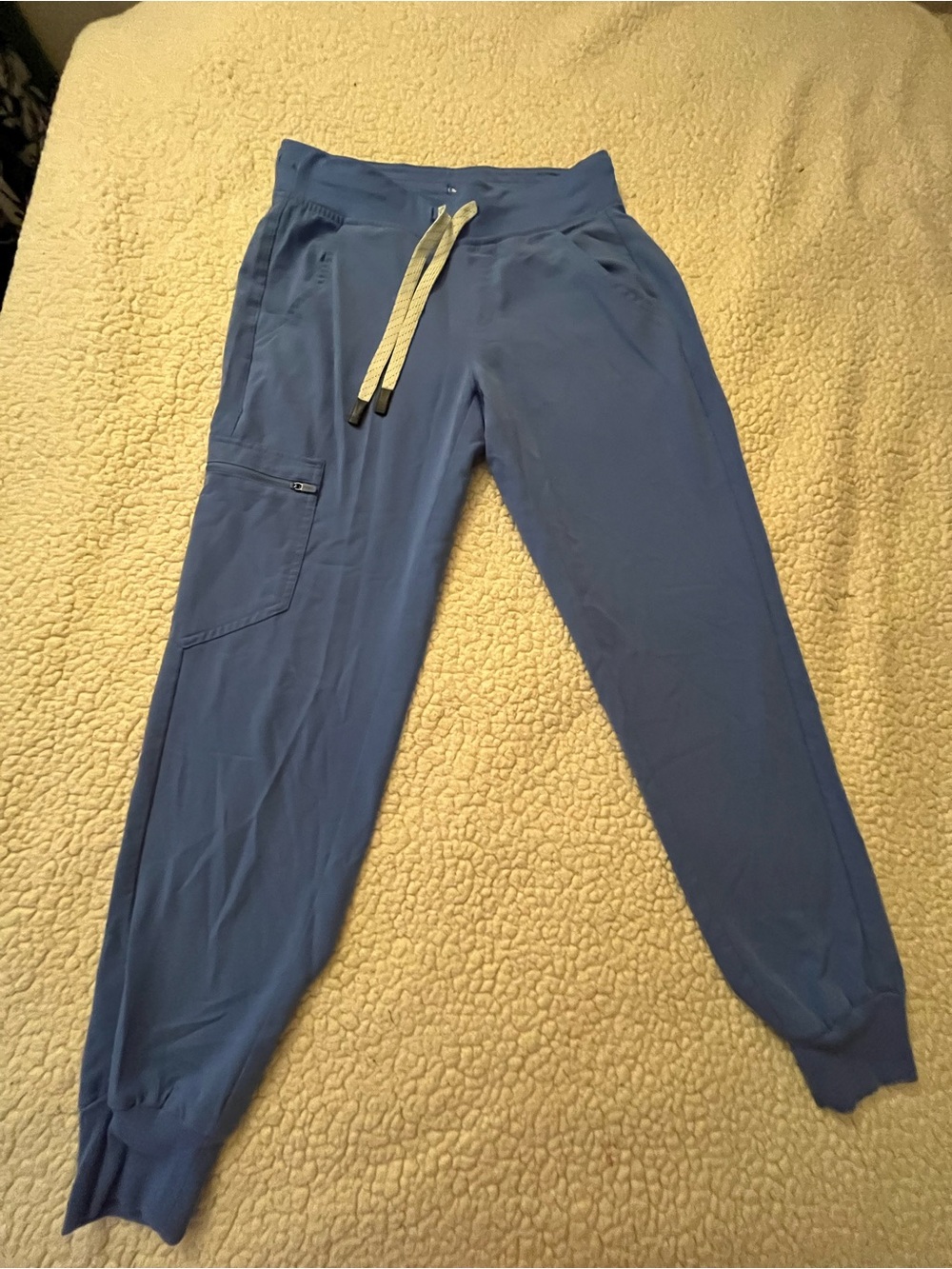Figs Women's Track Joggers in Dusty Blue with Contrast Drawstring